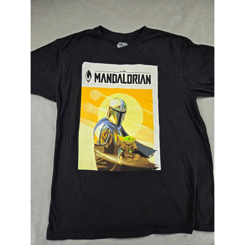 Star Wars The Mandalorian Mad Engine Black Graphic‎ T-Shirt Mens Large Grogu Din